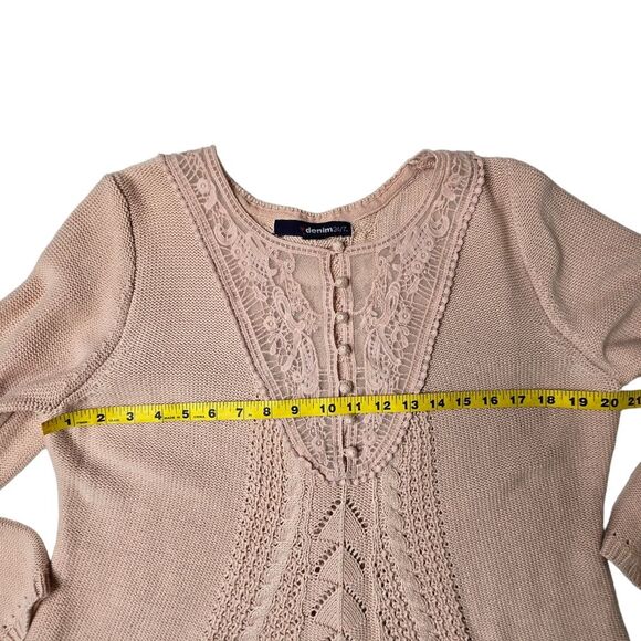 Denim 24/7 Vintage style blush pink lace yoke sweater size 14/16 - Picture 12 of 13
